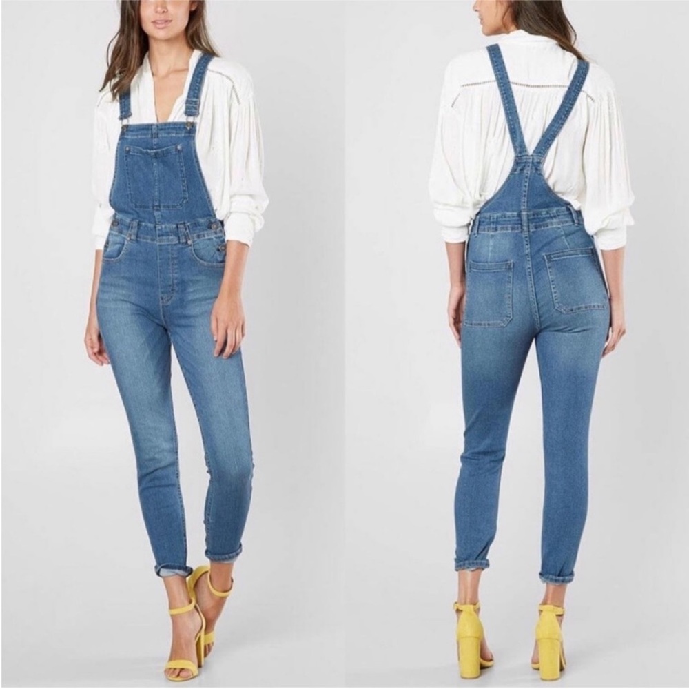 Free People Mid-Rise Skinny Overalls